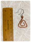 HANDMADE HAMMERED BEATEN COPPER BIG SPIRAL TRIANGLE EARRINGS MINIMAL TRIBAL VIKING