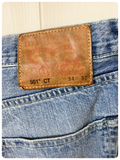 LEVI LEVIS BLUE DENIM 501 CT CUSTOM TAPERED FIT JEANS W36-37 L32