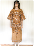 VINTAGE 70’s INDIAN PAISLEY MANDALA COTTON KAFTAN MAXI DRESS UK8-10