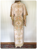 VINTAGE 70’s INDIAN PAISLEY PASTEL COTTON KAFTAN MAXI DRESS UK8-12