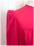 VINTAGE 70’s BRIGHT SHOCKING PINK RUFFLE BLOUSE TOP UK 8-10
