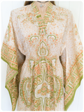 VINTAGE 70’s INDIAN PAISLEY PASTEL COTTON KAFTAN MAXI DRESS UK8-12