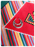 SILVER TRIBAL INDIAN MOON NON PIERCED CLIP ON FAKE SEPTUM RING