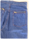 VINTAGE 70’s BLUE DENIM HIGH WAIST RISE WIDE FLARES JEANS UK6-8