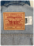 VINTAGE 80’s LEVI’S BLUE DENIM DISTRESSED GILET WAISTCOAT JACKET S UK10-12