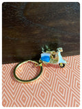 CUTE VINTAGE RETRO MINI 3D SCOOTER MOD ENAMEL BLUE WHITE KEYRING KEYCHAIN