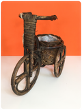 VINTAGE 70’s CANE WICKER BAMBOO BICYCLE TRICYCLE BIKE PLANTER PLANT HOLDER STAND
