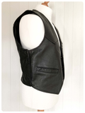 VINTAGE 80’s A.B.A SKIN BLACK REAL LEATHER BIKER BIKE WAISTCOAT VEST SMALL