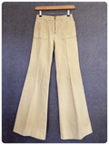 VINTAGE 70’s CREAM COTTON DENIM MID WAIST RISE WIDE FLARES JEANS TROUSERS UK6