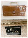VINTAGE 1950’s RENATA ART DECO GOLD PATENT LEATHER CLUTCH BAG HANDBAG