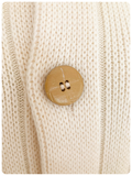 VINTAGE 1970’s CREAM RIB KNIT & TAN SUEDE POCKET BIG BUTTON CARDIGAN UK8 10 12