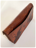 VINTAGE 1970’s 60’s DEEP TAN BROWN TOOLED MARBLED GENUINE LEATHER WALLET PURSE