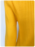VINTAGE 1970’s BRIGHT YELLOW SKINNY RIB SHAWL COLLAR CARDIGAN UK8-10