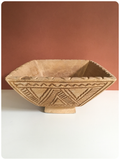 VINTAGE HAND CARVED ROUGH RUSTIC PRIMITIVE WOODEN AZTEC BOWL