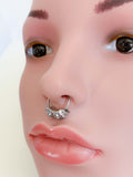 SILVER SURGICAL STEEL SKULL SKELETON SEPTUM CLICKER BODY PIERCING RING RETRO GOTH GOTHIC 16g 1.2mm 12mm Dia