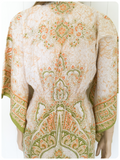 VINTAGE 70’s INDIAN PAISLEY PASTEL COTTON KAFTAN MAXI DRESS UK8-12