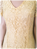 VINTAGE 1980's DOES 50's CREAM LACE FULL CIRCLE SWING DRESS UK10