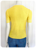 VINTAGE 1970s YELLOW & WHITE STRIPE STRIPY RETRO SKINNY RIB JUMPER TOP T SHIRT UK6-10