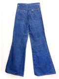 VINTAGE 70’s BLUE DENIM HIGH WAIST RISE WIDE FLARES JEANS UK6-8