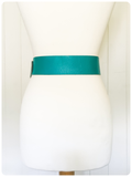 VINTAGE 80’s WIDE JADE DEEP TURQUOISE LEATHER CINCH WAIST HIP BELT