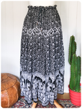 VINTAGE 90’s HIGH WAISTED INDIAN COTTON ELEPHANT GYPSY BOHO MAXI SKIRT UK8-16