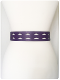 VINTAGE 80’s WIDE PURPLE LEATHER CUT OUT DESIGN CINCH WAIST HIP BELT