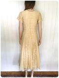 VINTAGE 1980's DOES 50's CREAM LACE FULL CIRCLE SWING DRESS UK10