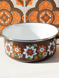 1970's Brown Floral Enamel Small Saucepan - Penny Bizarre - 2