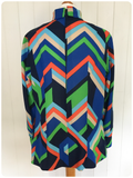 VINTAGE 60’s 70’s BOLD RETRO GEOMETRIC PATTERN TUNIC SHIRT TOP UK 14