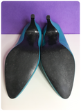 VINTAGE 80’s TURQUOISE LEATHER SHOES PUMPS HEELS UK2