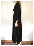 VINTAGE 1970’s BLACK EMBROIDERED BEADED MAXI GODDESS DRESS UK8-12
