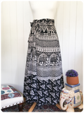 VINTAGE 90’s HIGH WAISTED COTTON INDIAN ELEPHANT WRAP MAXI SKIRT SARONG HIPPIE BOHO UK8-14