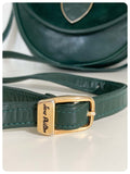 JANE SHILTON LONDON VINTAGE 1970’s 80’s BOTTLE GREEN LEATHER CROSS BODY SADDLE SHOULDER BAG HANDBAG BOHO