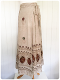 VINTAGE INDIAN COTTON EMBROIDERED TAPESTRY SARONG WRAP MAXI SKIRT UK8-14