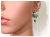 HANDMADE OXIDISED ANTIQUE SILVER INDIAN MANDALA GREEN MOSS AGATE NATURAL GEMSTONE TASSEL DROP EARRINGS RETRO BOHO