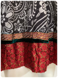VINTAGE 90’s INDIAN EMBROIDERED RAYON VELVET BLOCK PRINT BIB DRESS SMOCK KURTA TUNIC UK 10-12