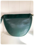JANE SHILTON LONDON VINTAGE 1970’s 80’s BOTTLE GREEN LEATHER CROSS BODY SADDLE SHOULDER BAG HANDBAG BOHO