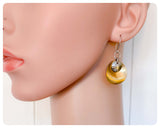 VINTAGE ANTIQUE GOLD BRASS OXIDISED SILVER SIMPLE MINIMAL TRIBAL DISC EARRINGS