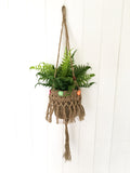 HAND MADE NATURAL JUTE FLORAL 1970’s INSPIRED MACRAME WOVEN PLANT HANGER HANGING POT