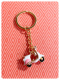 CUTE VINTAGE RETRO MINI 3D SCOOTER MOD ENAMEL PINK WHITE KEYRING KEYCHAIN