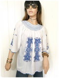VINTAGE 1970’s EMBROIDERED PEASANT GYPSY BLOUSE BOHO TOP UK8-14