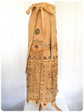 VINTAGE INDIAN COTTON EMBROIDERED TAPESTRY SARONG WRAP MAXI SKIRT