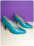 VINTAGE 80’s TURQUOISE LEATHER SHOES PUMPS HEELS UK2
