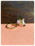 CUTE VINTAGE RETRO MINI 3D SCOOTER MOD ENAMEL PINK WHITE KEYRING KEYCHAIN