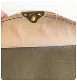 UNIQUE VINTAGE 1960’s OLIVE GREEN FAUX LEATHER LARGE PURSE