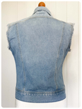 VINTAGE 90’s LEE RIDERS DISTRESSED BLUE DENIM GILET VEST TRUCKER WAISTCOAT JACKET UK6-8