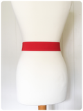 VINTAGE 80’s WIDE RED ELASTIC CINCH WASPIE WAIST BELT PYRAMID STUD BUCKLE