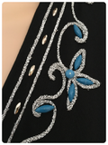 VINTAGE 1970’s BLACK EMBROIDERED BEADED MAXI GODDESS DRESS UK8-12