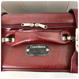 VINTAGE 1960’s 70’s CONSTELLATION FAUX LEATHER BURGUNDY OXBLOOD LUGGAGE WEEKEND BAG CASE