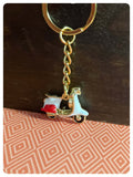 CUTE VINTAGE RETRO MINI 3D SCOOTER MOD ENAMEL RED WHITE KEYRING KEYCHAIN